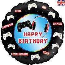 Happy Birthday Gaming Controller Helium Filled Foil Balloon