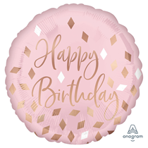 Happy Birthday Blush Helium Filled Foil Balloon