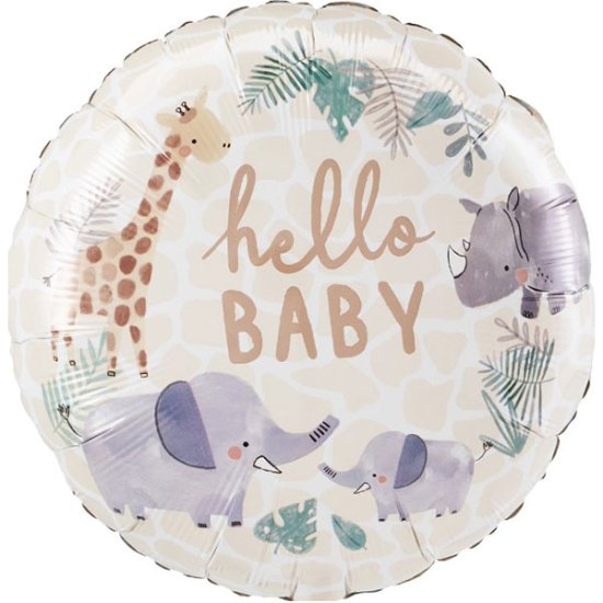 Hello Baby Jungle Animals Helium Filled Foil Balloon