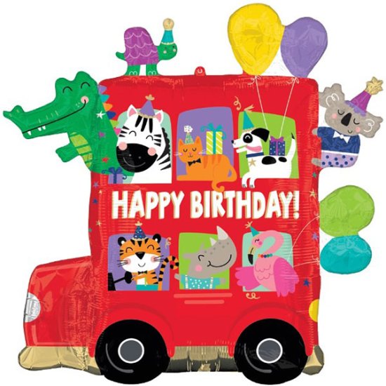 Happy Birthday Party Bus Helium Filled Supershape Foil Balloon