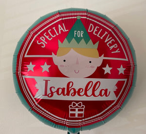 Special Elf Delivery Personalised Double Sided Helium Filled Foil Balloon