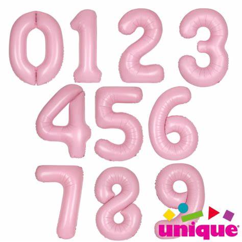 Matte Powder Pink Number Supershape Helium Filled Foil Balloon