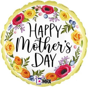 Happy Mother's Day Floral Wreath Helium Filled Foil Balloon