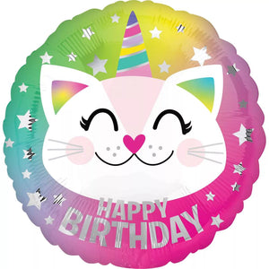 Caticorn Happy Birthday Helium Filled Foil Balloon