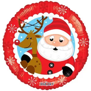 Santa & Reindeer Helium Filled Foil Balloon