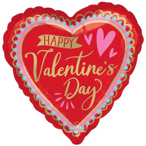 Happy Valentine's Day Artistic Affection Heart Shape Helium Filled Foil Balloon