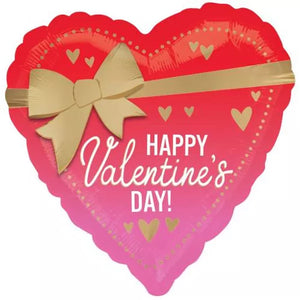 Happy Valentine's Day Satin Luxe Heart Shape Helium Filled Foil Balloon