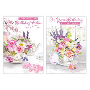 Pastel Flowers Birthday Greeting Card