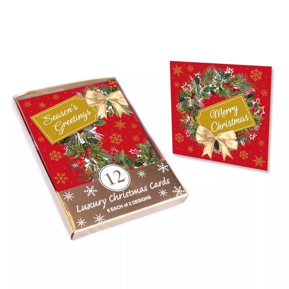 Wreath Christmas Greeting Cards (Box of 12)