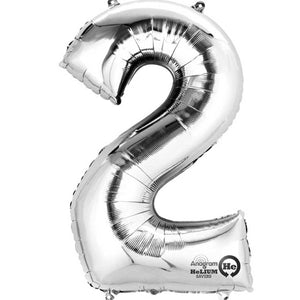 Silver 16" Air Fill Number Foil Balloon