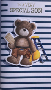 To A Very Special Son Teddy Bear Birthday Greeting Card